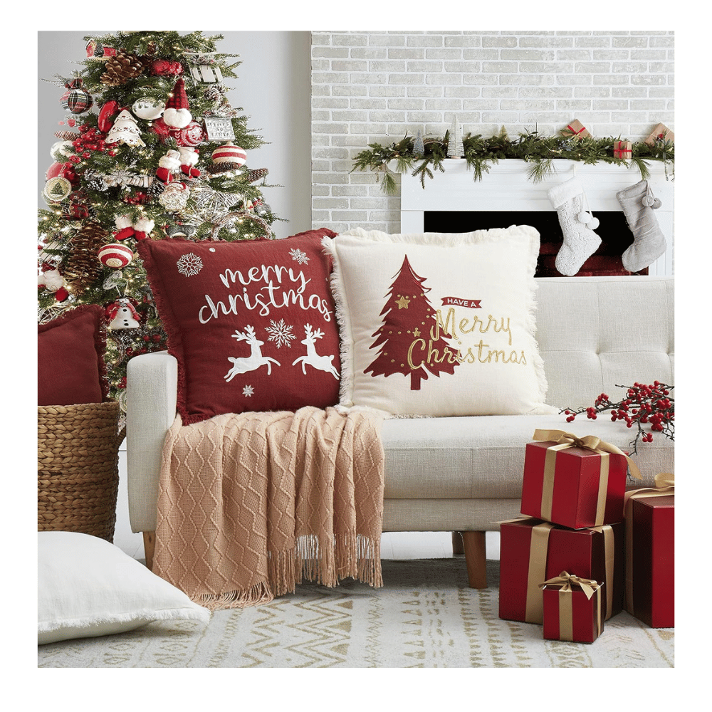 Festive christmas pillow decor