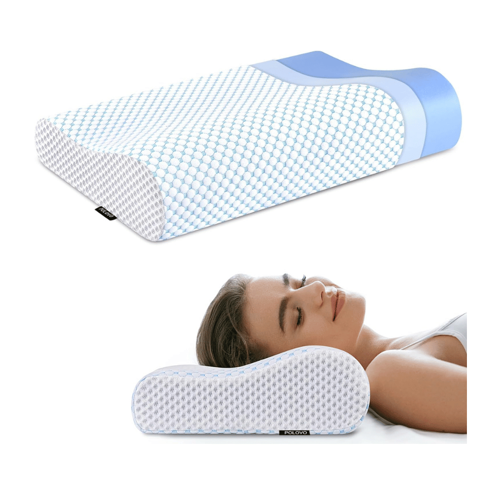 Memory foam pillow for neck pain.