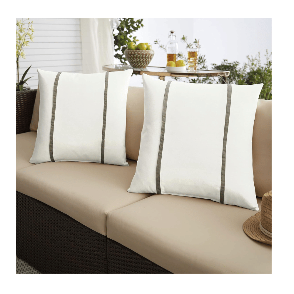 Outdoor throw pillows with floral designs