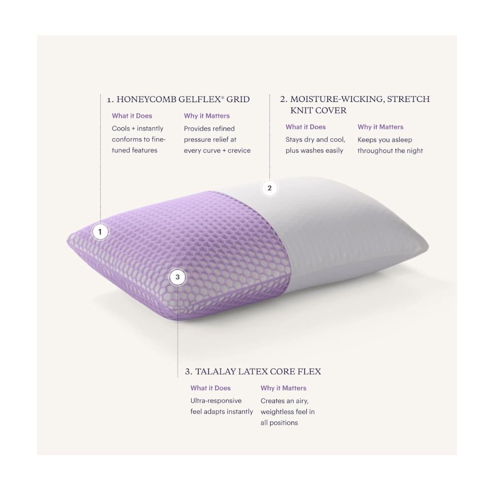 Purple pillow for side sleepers