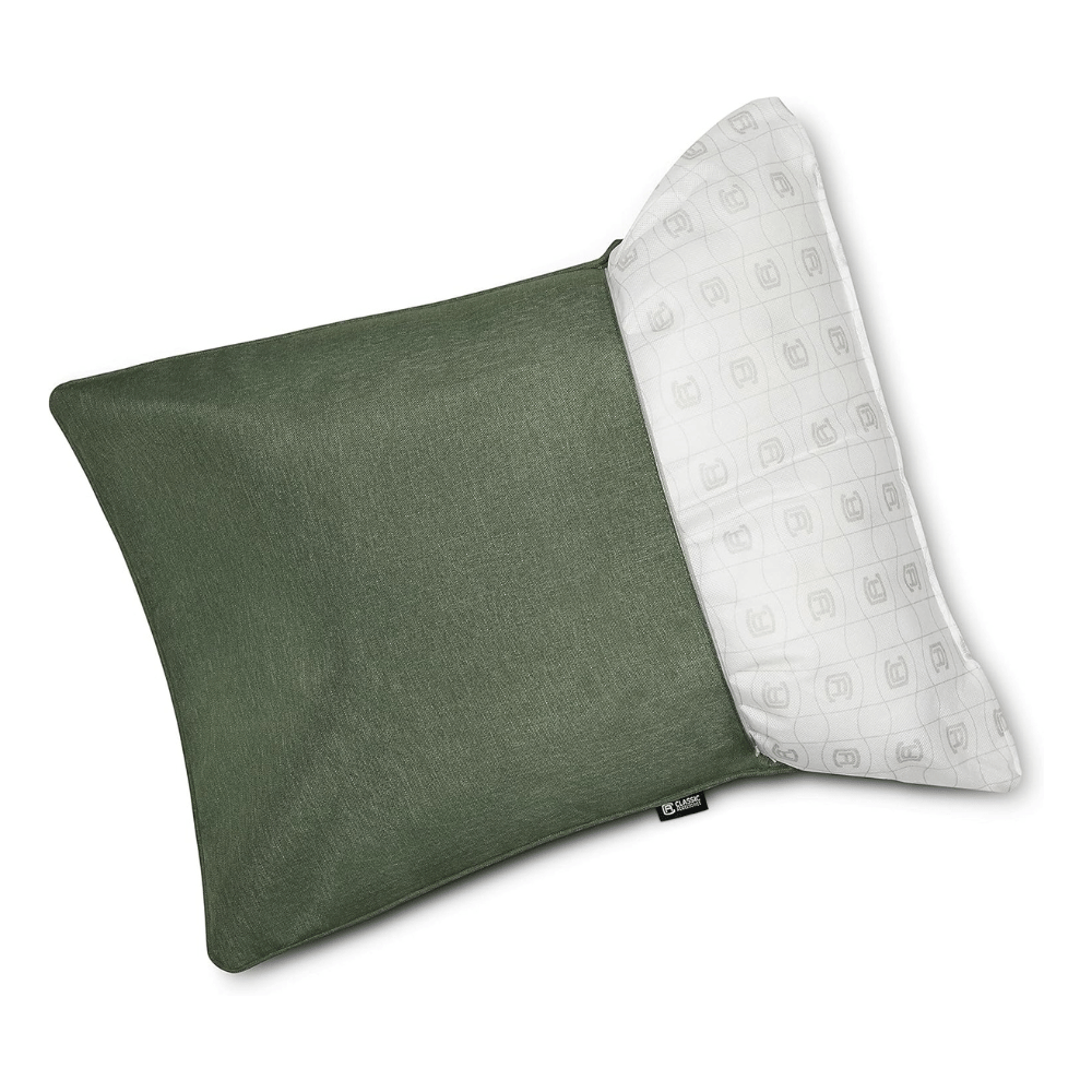 Exterior pillows with bold prints