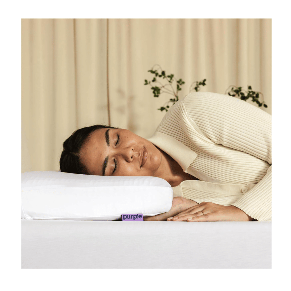Purple pillow for spine alignment