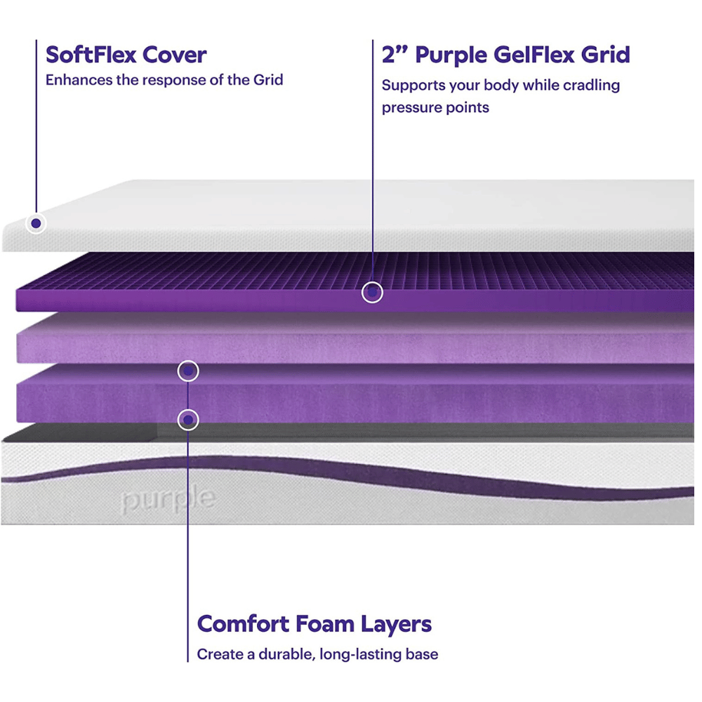 Purple medium-firm responsive grid mattress