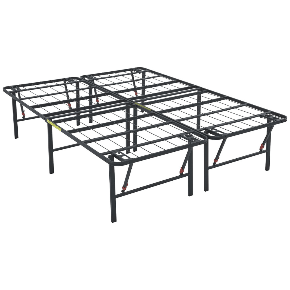 Sleek foldable bed frame saves bedroom space