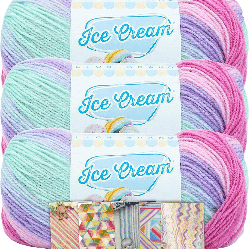 Lion Brand self-striping yarn