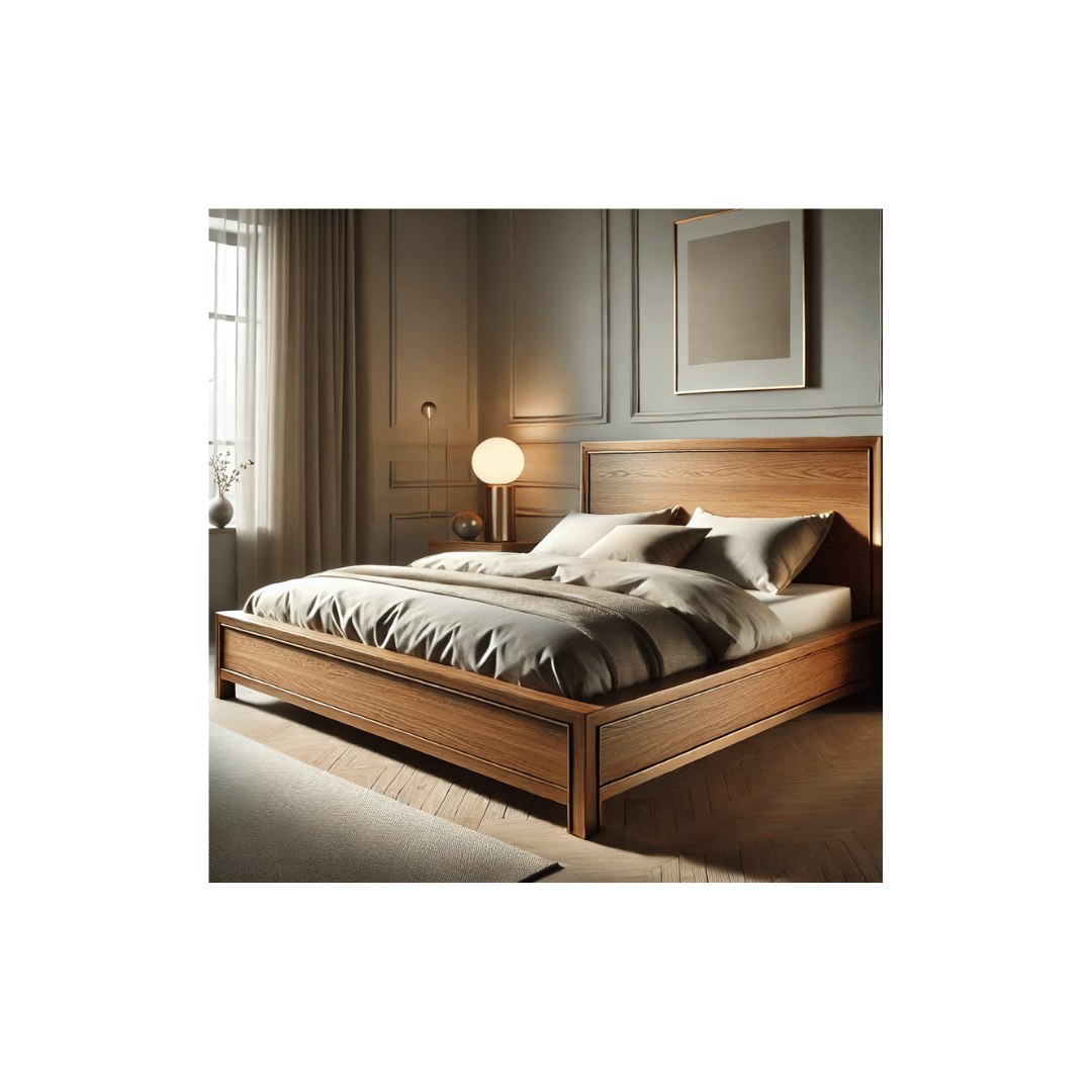 Sleek wooden bed frame