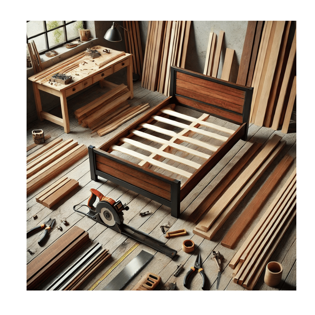 Assembling a wooden bed frame