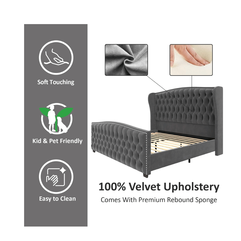 AMERLIFE velvet bed frame​