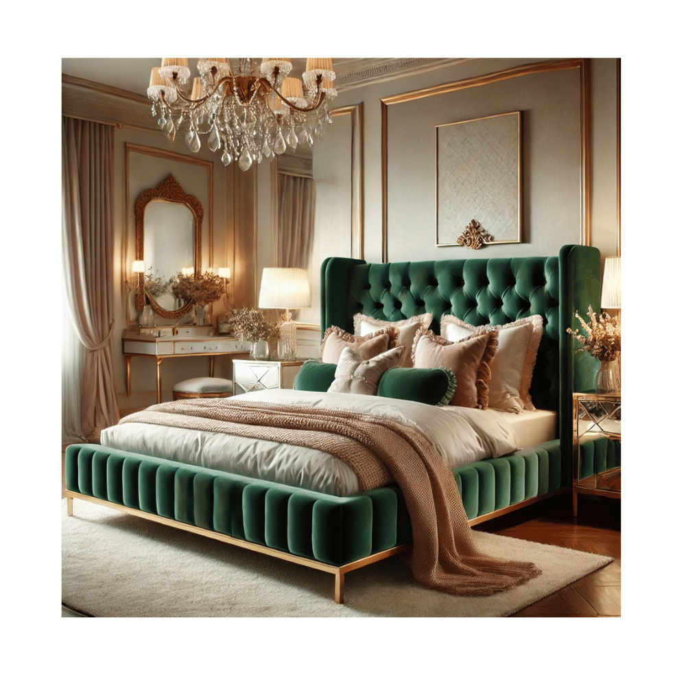 Velvet bed frame elegant design 