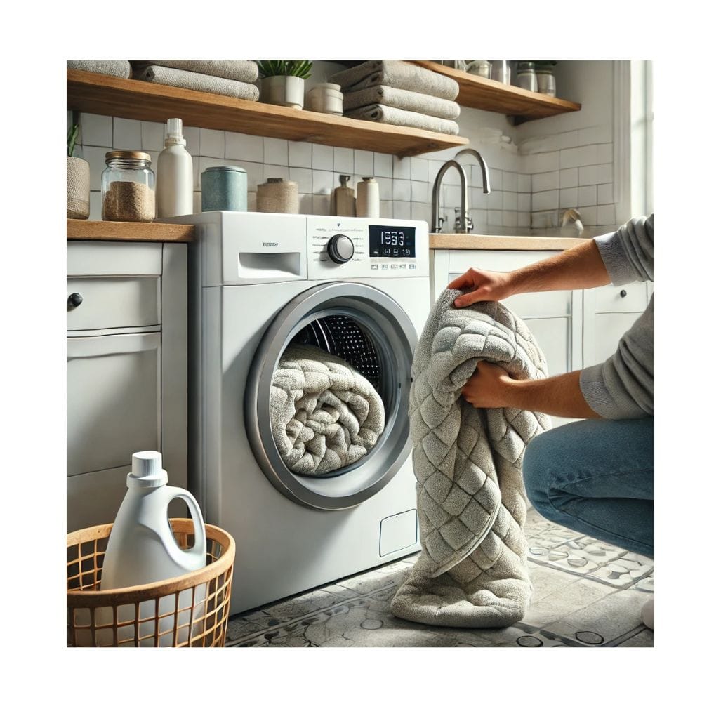 Machine washing weighted blanket
