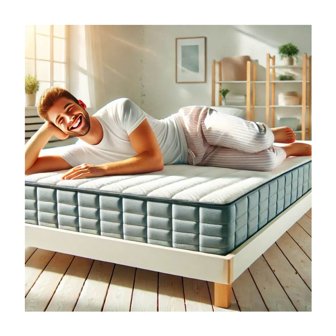 Man relaxing on firm mattress 