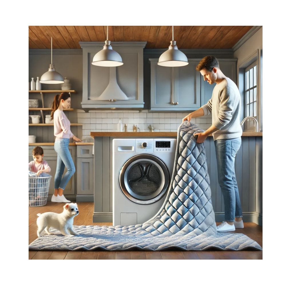 Machine washing weighted blanket