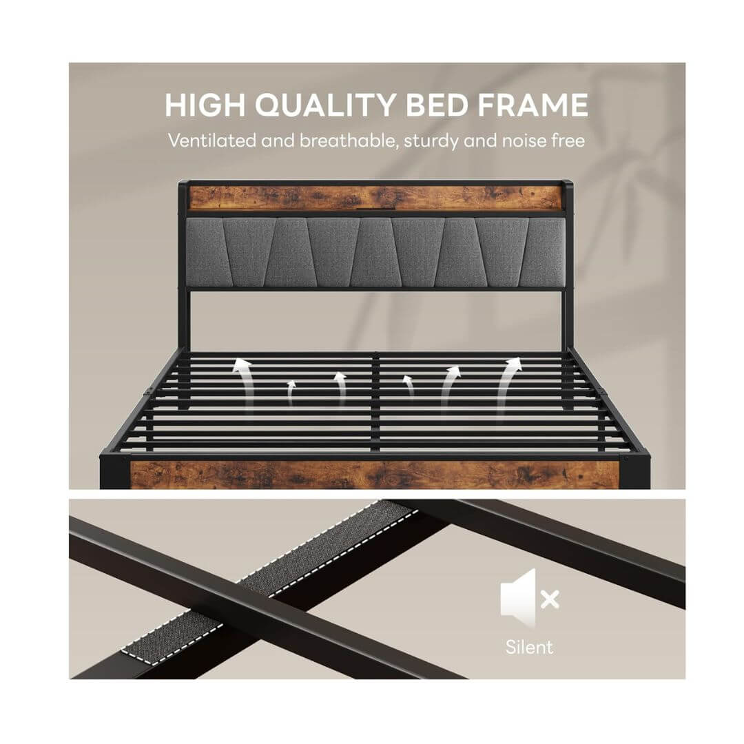 LIKIMIO wood-metal Full XL Bed Frame