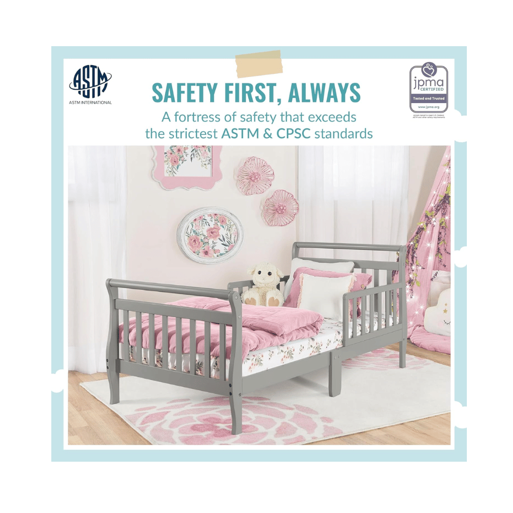 Secure wooden toddler bed