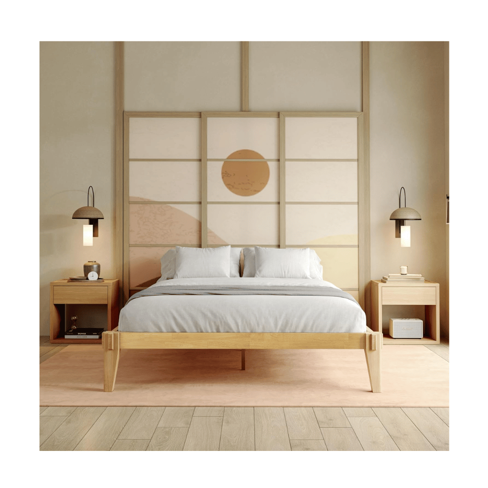Bme wood floating bed frame