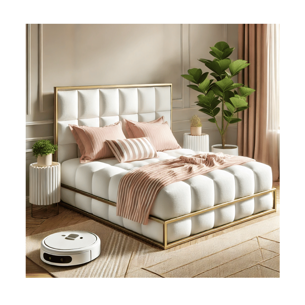 Gold-trim plush bed