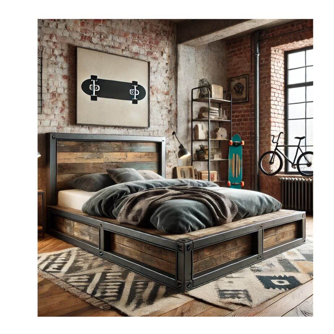 Rustic industrial Full XL Bed