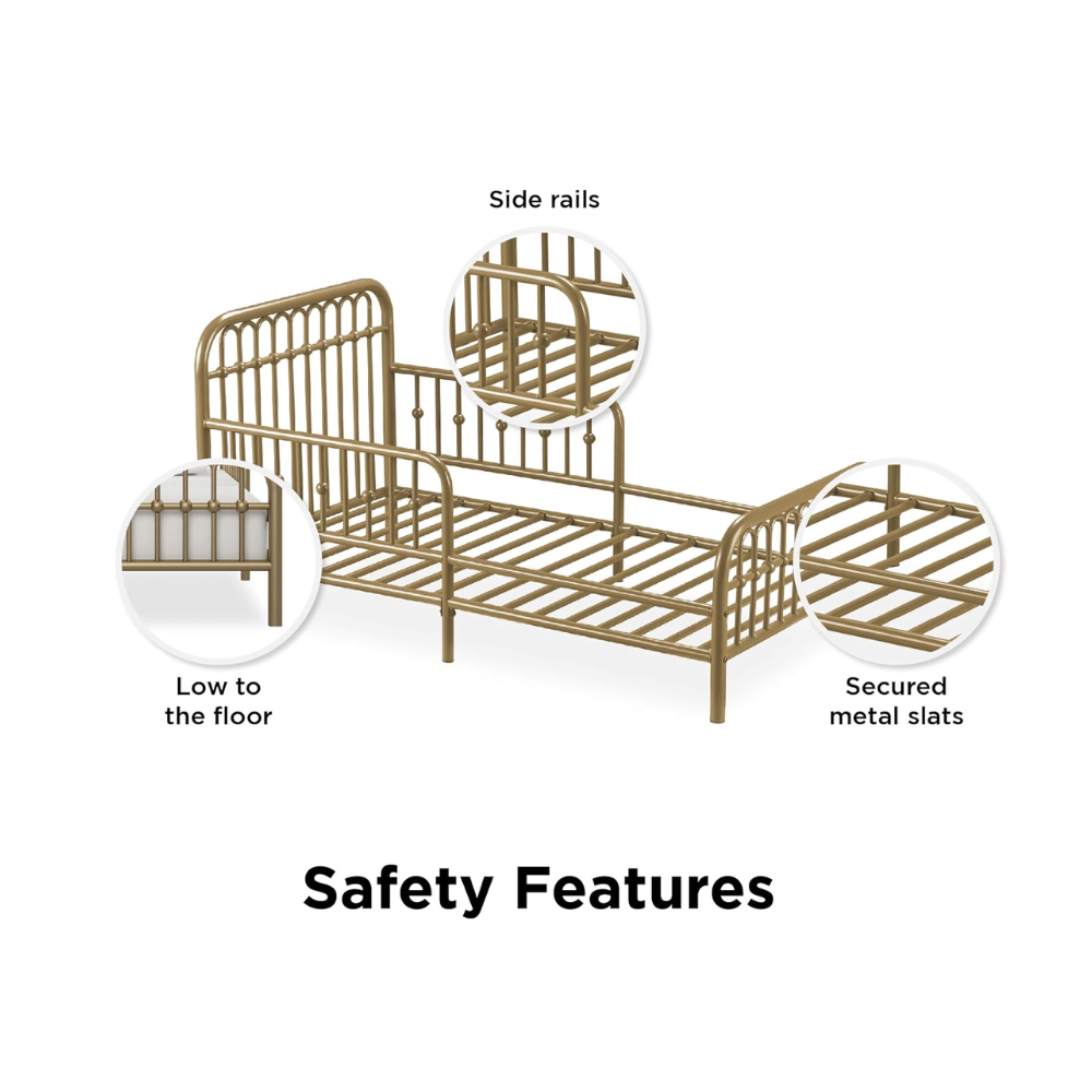 Secure toddler metal bed