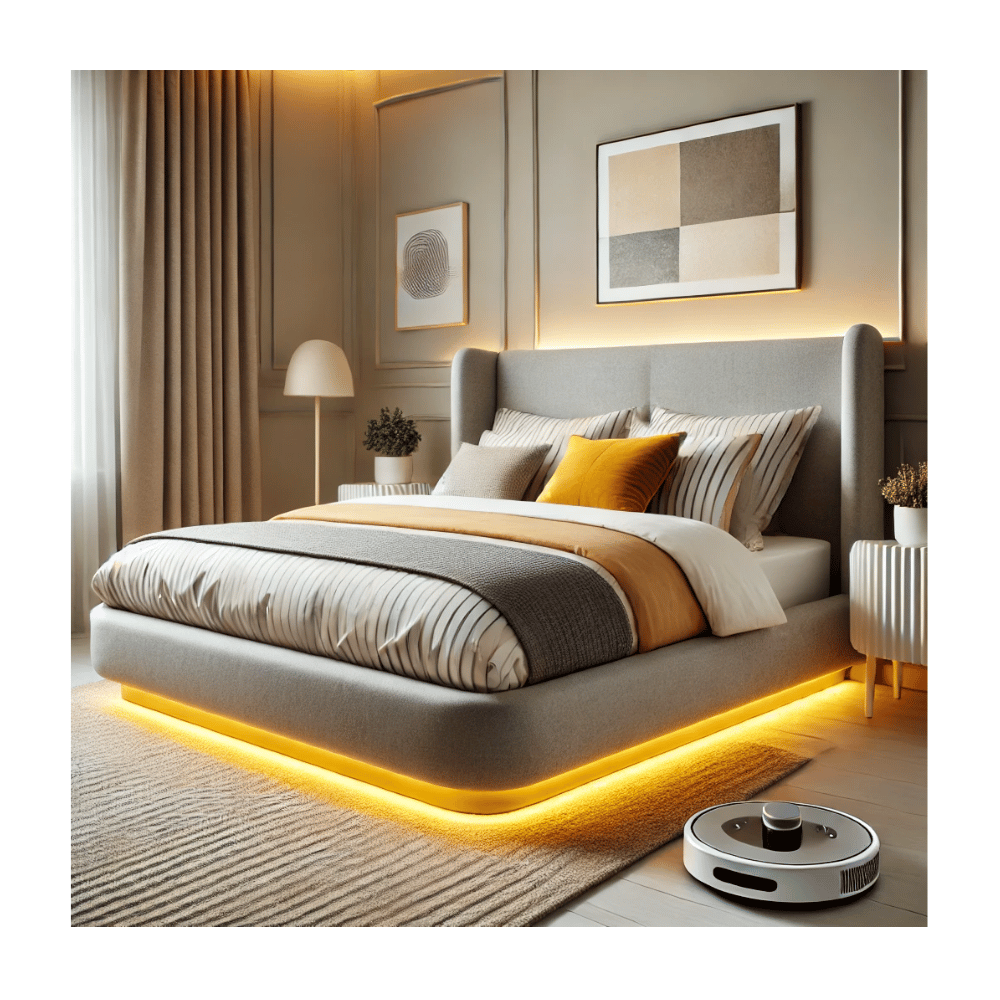 Gray upholstered frame