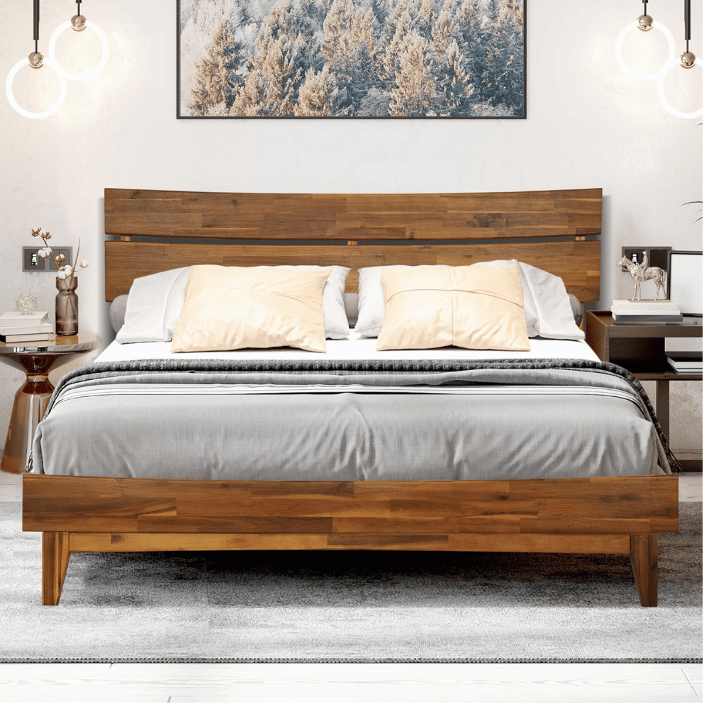 Stylish wooden bed frame with lasting durability.