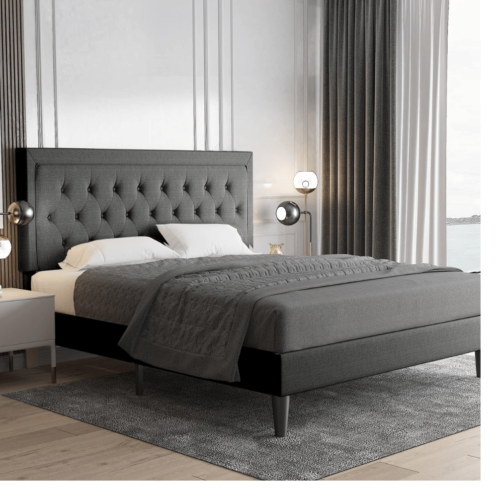 Allewie upholstered tufted bed frame