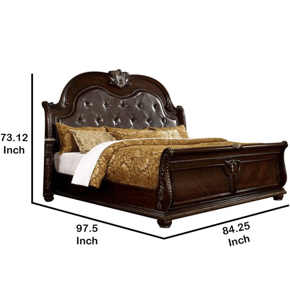 Benjara vintage California king bed frame
