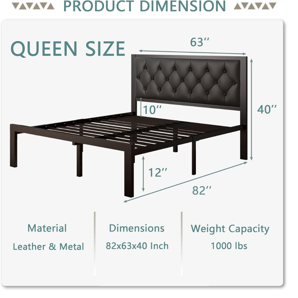 Feonase leather headboard bed frame