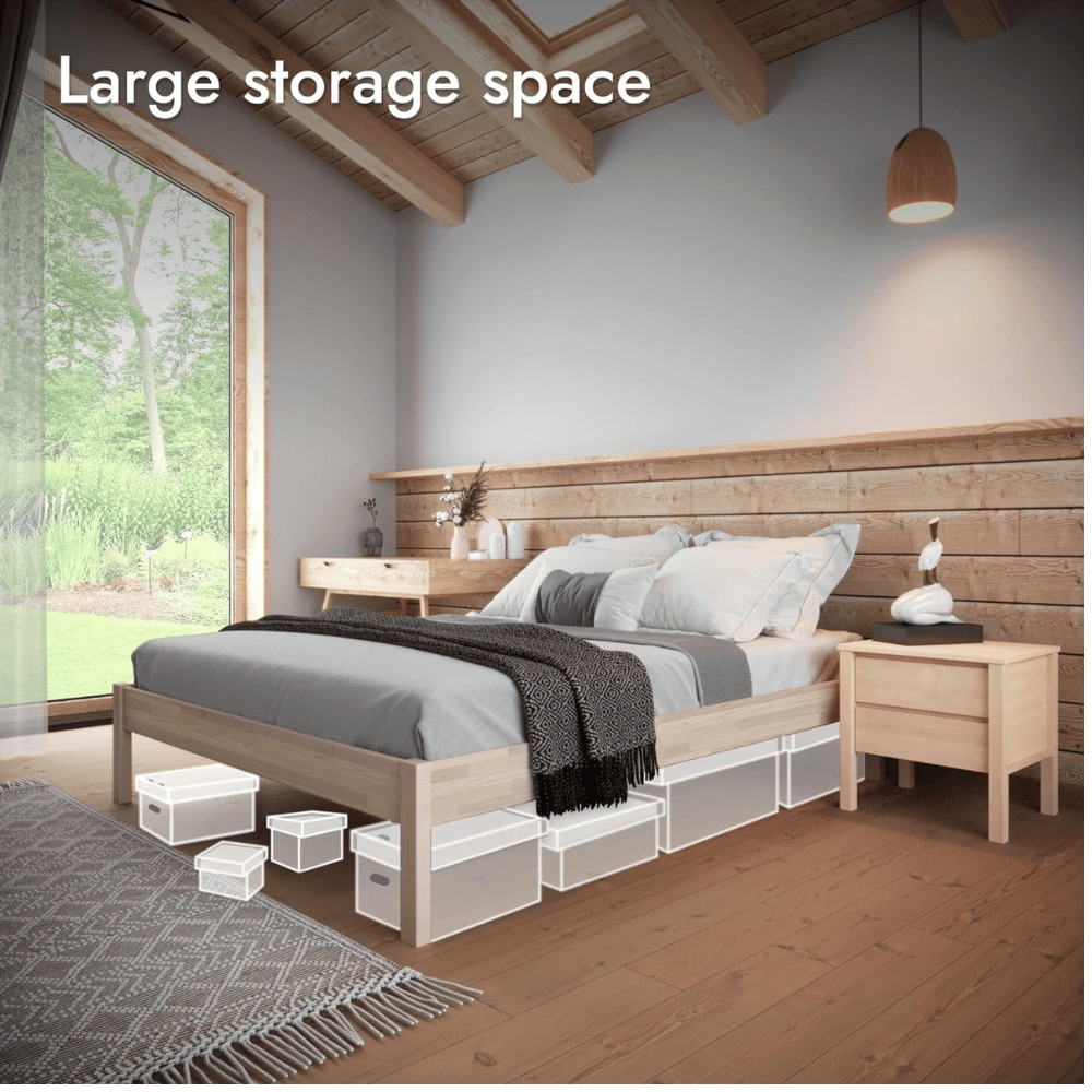 Solid wood ensures reliable mattress support.