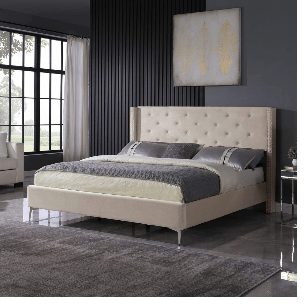 Morden Fort linen upholstered bed frame