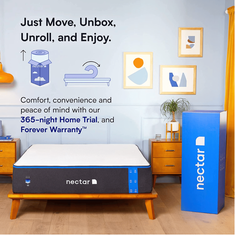 nectar sleep mattress unboxing with blue box and setup instructions
