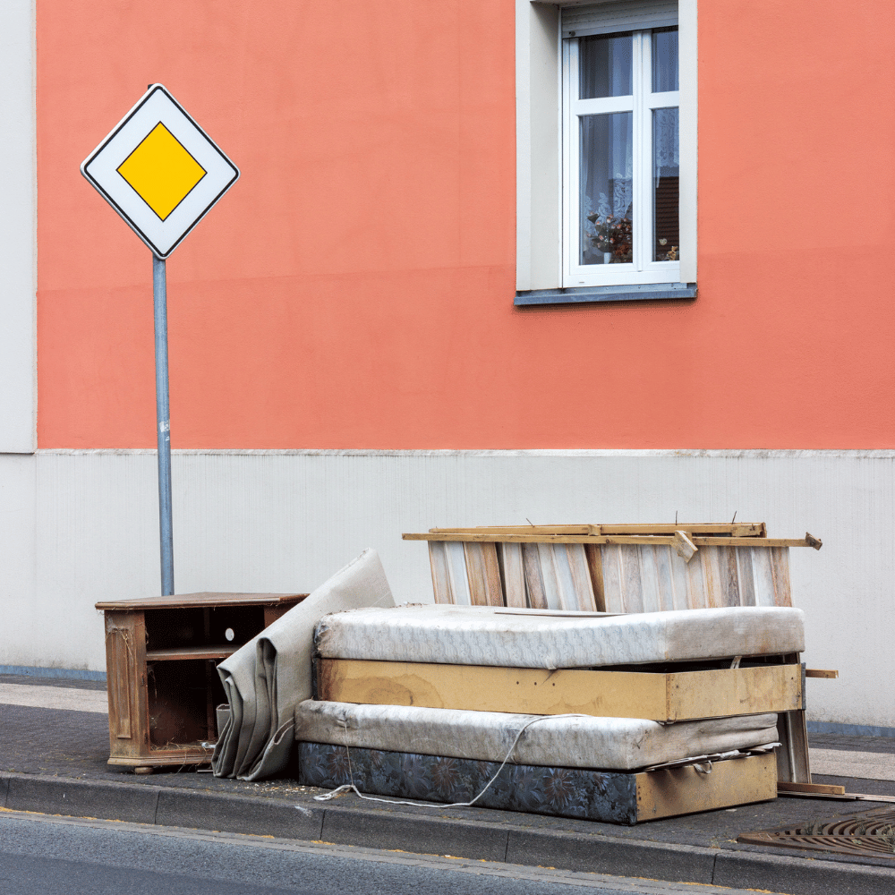 Street mattress furniture pile