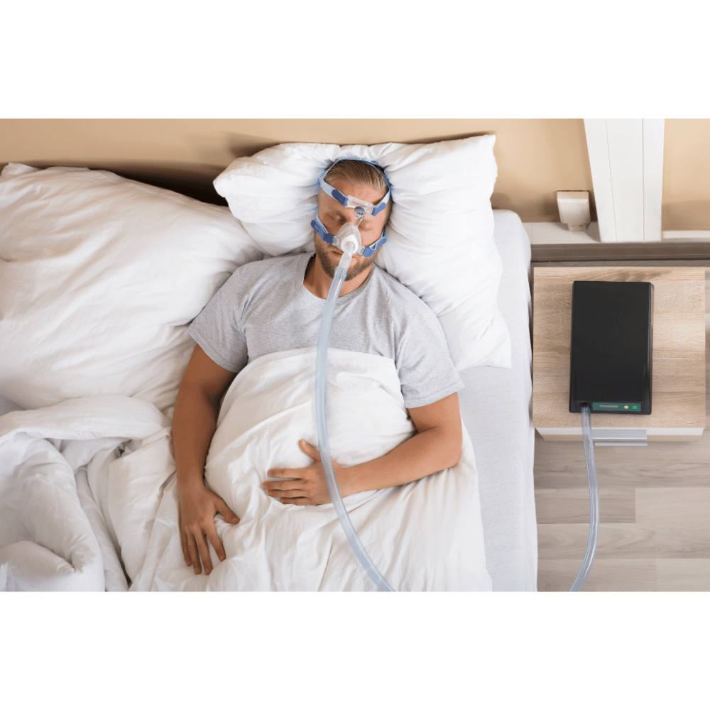 Back sleeper using CPAP machine at night