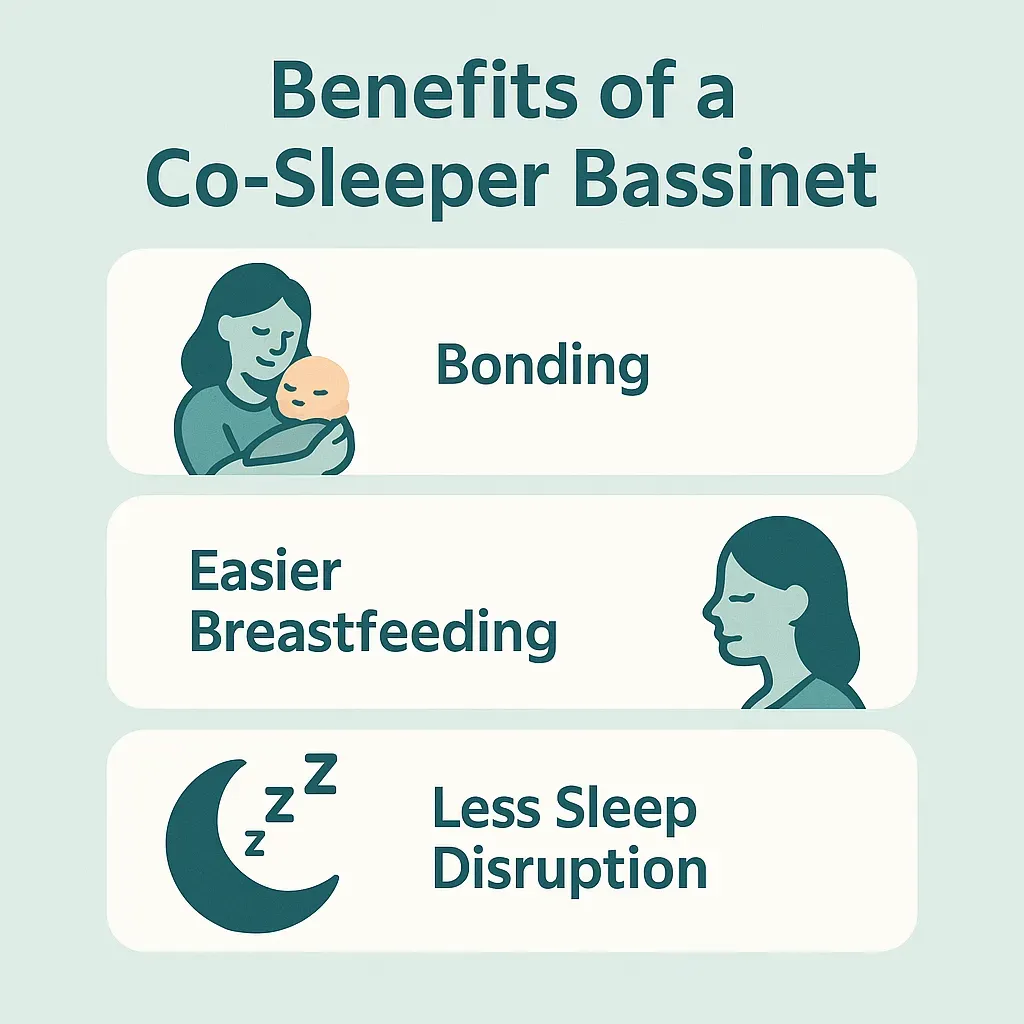 Three illustrated benefits of using a co-sleeper bassinet