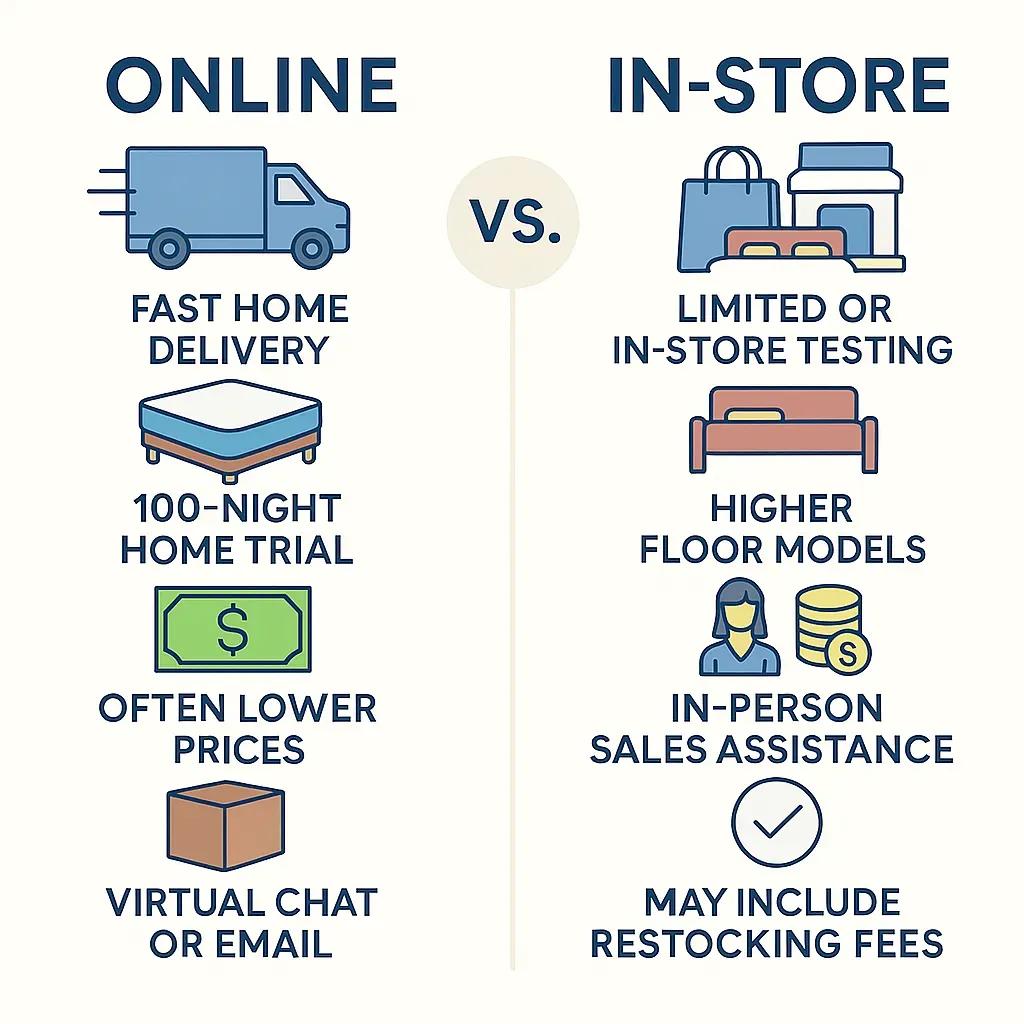 Compare mattress shopping online and in-store