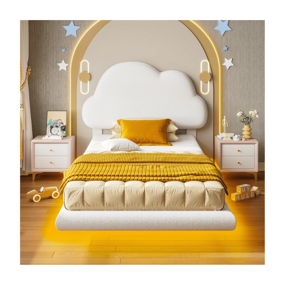 LIKIMIO twin boucle bed frame