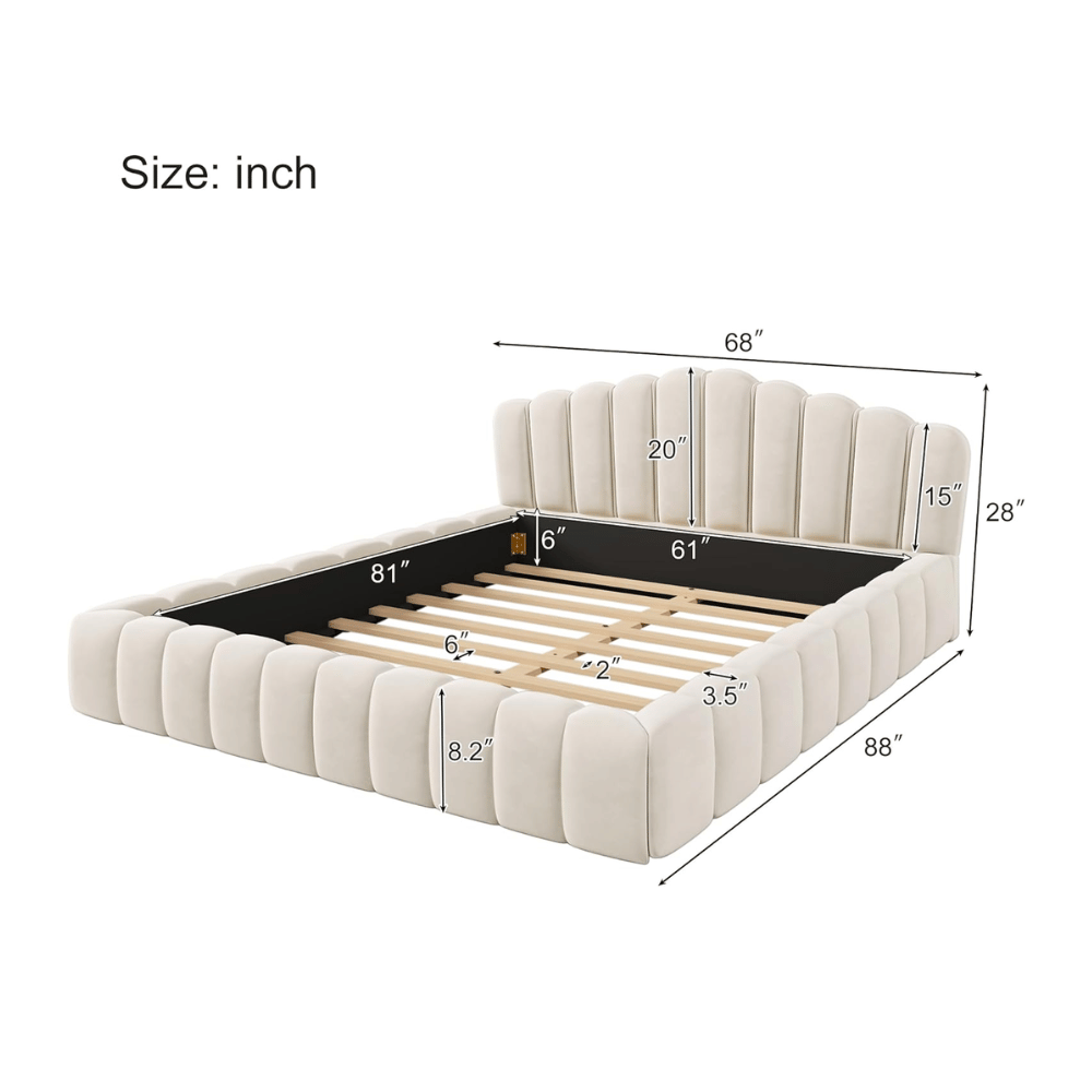Brabrety soft platform bed frame
