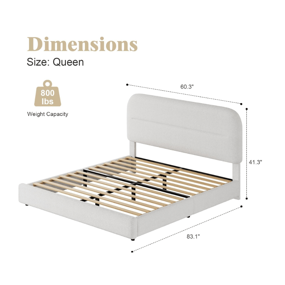 HOMBCK white marshmallow bed frame