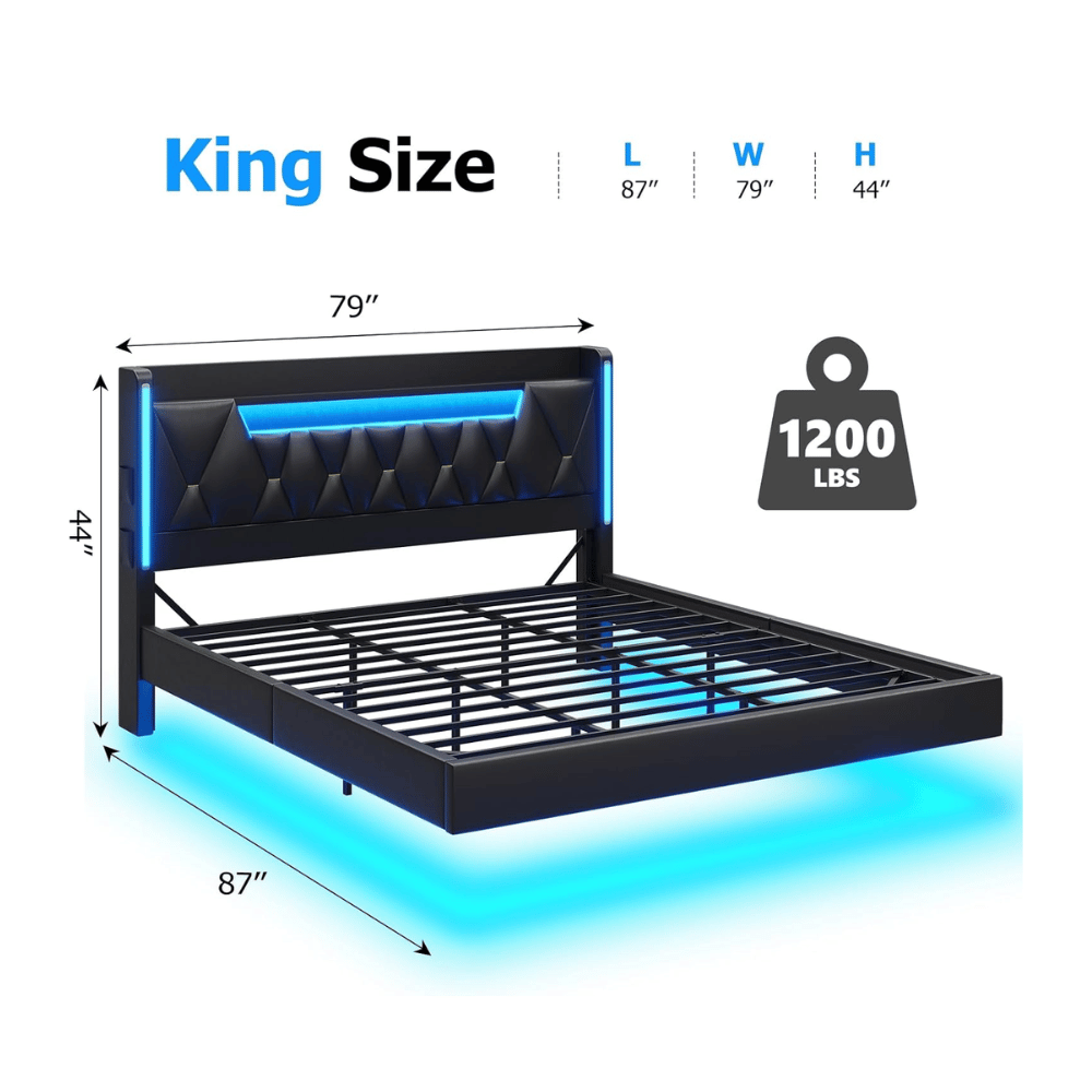 BYSAUD modern leather bed frame