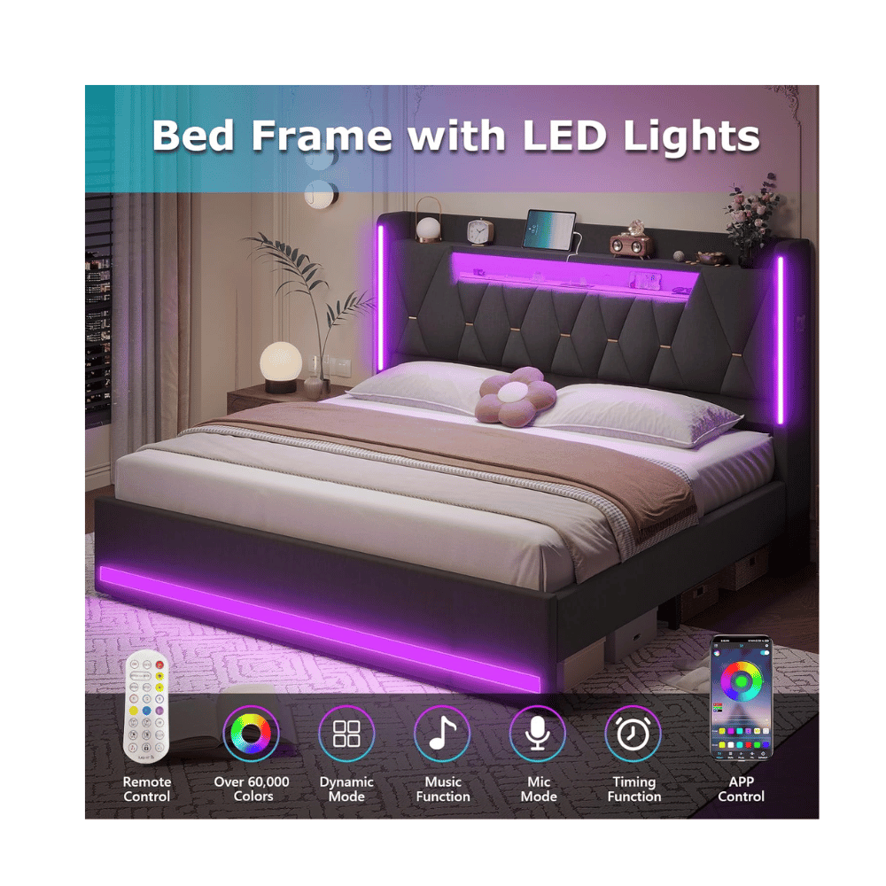 Busyaeh tech-enhanced king bed frame