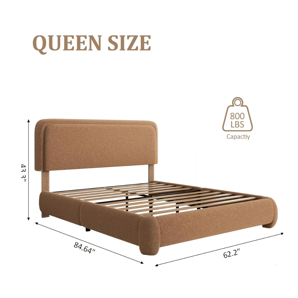 VIPLOV plush boucle bed frame