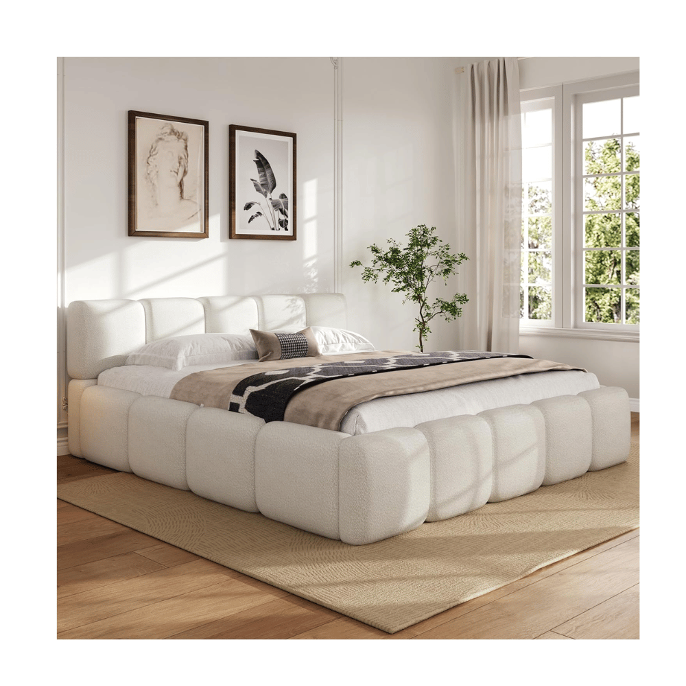 FULife plush king platform bed