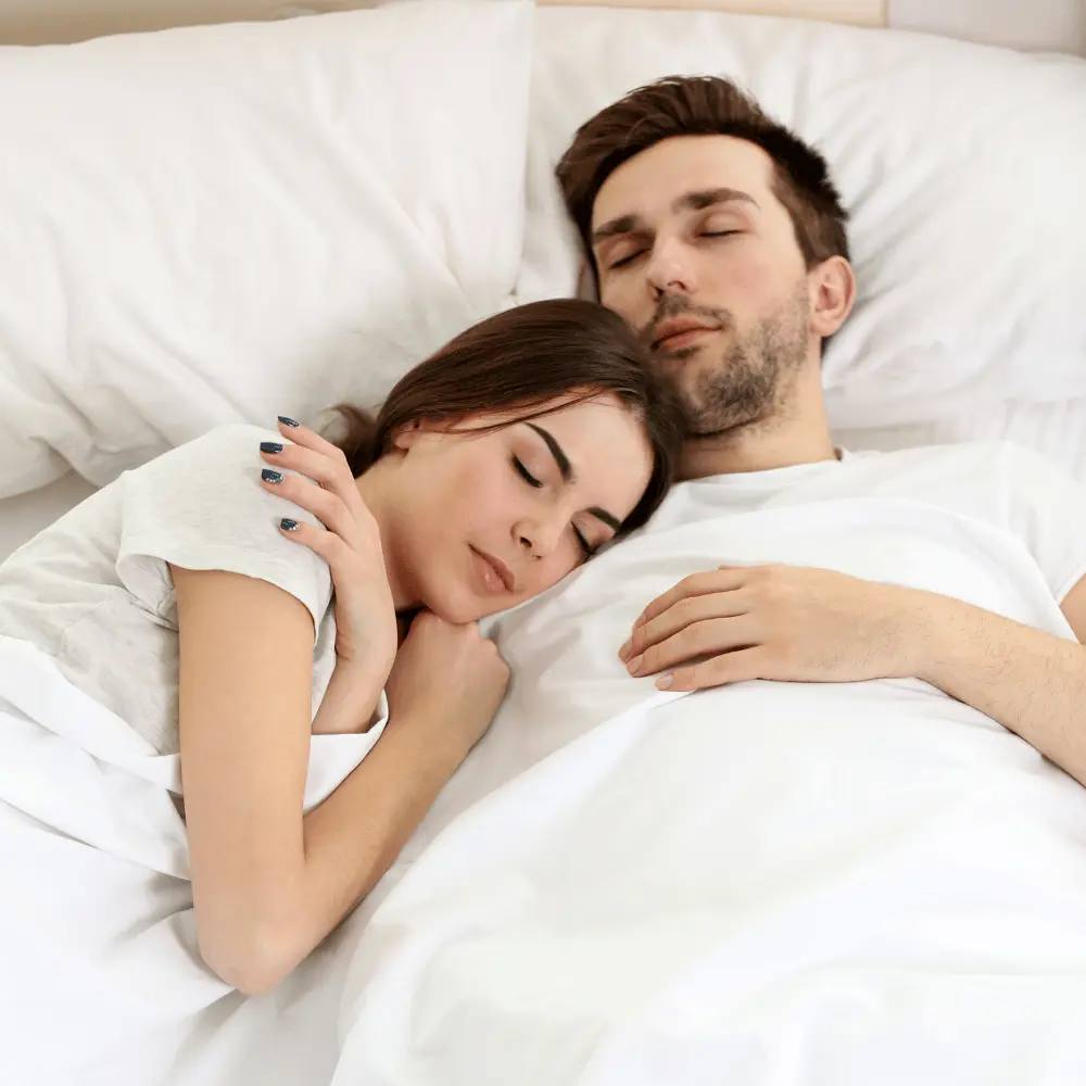 Peaceful couple bed sleep