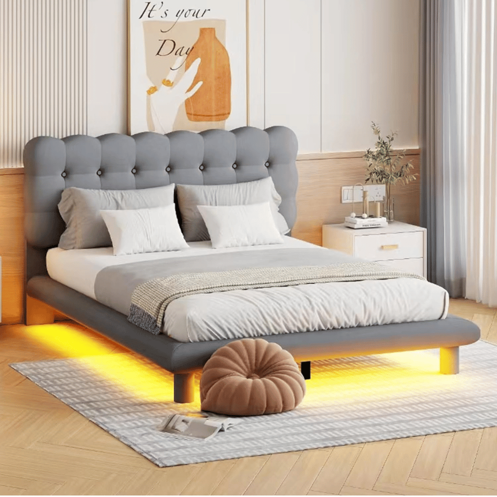 Tdewlye velvet LED bed frame