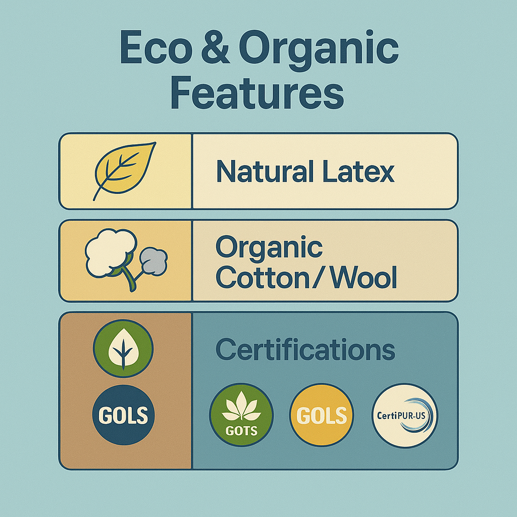 Organic mattress features and certifications.