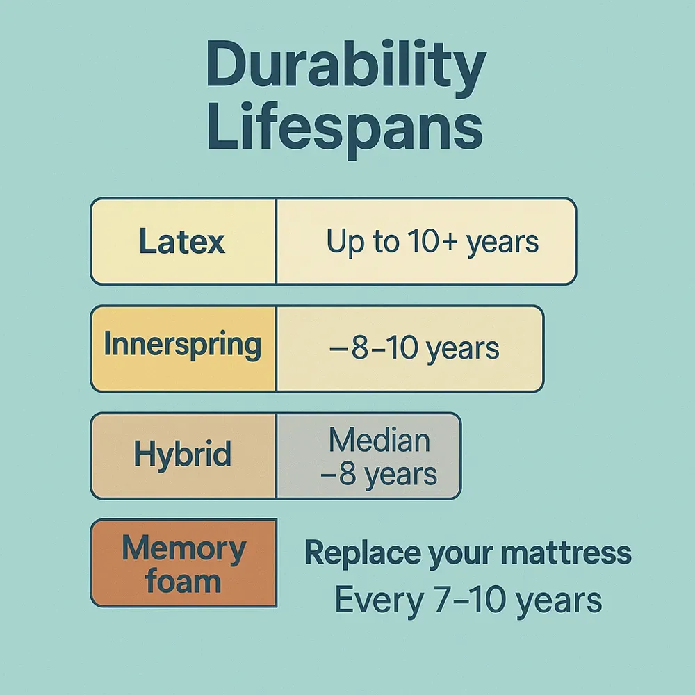 Durability chart for mattress types.