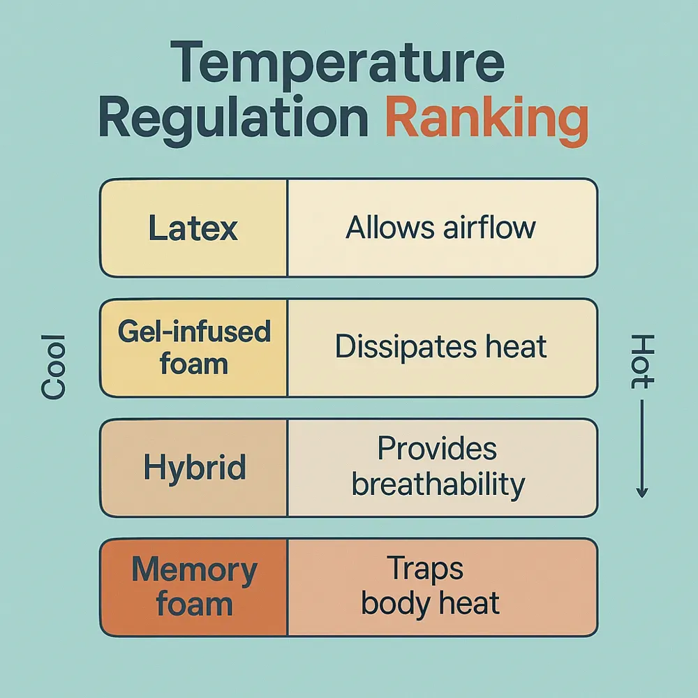 Mattress cooling and heat ranking.