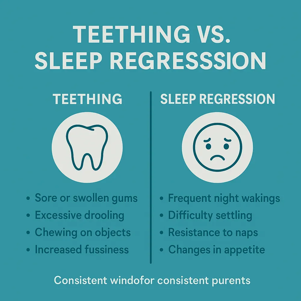 Teething versus sleep regression symptoms comparison chart