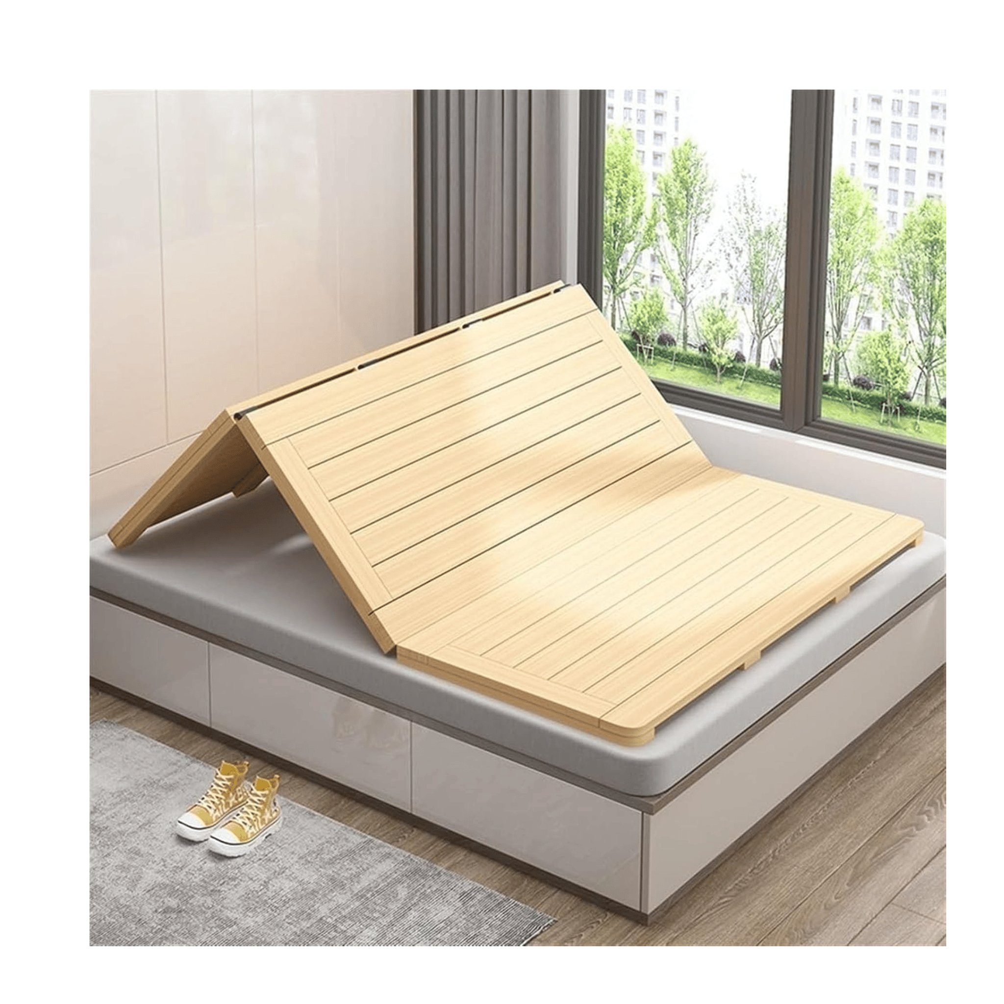 Generic folding tatami wooden platform bed frame