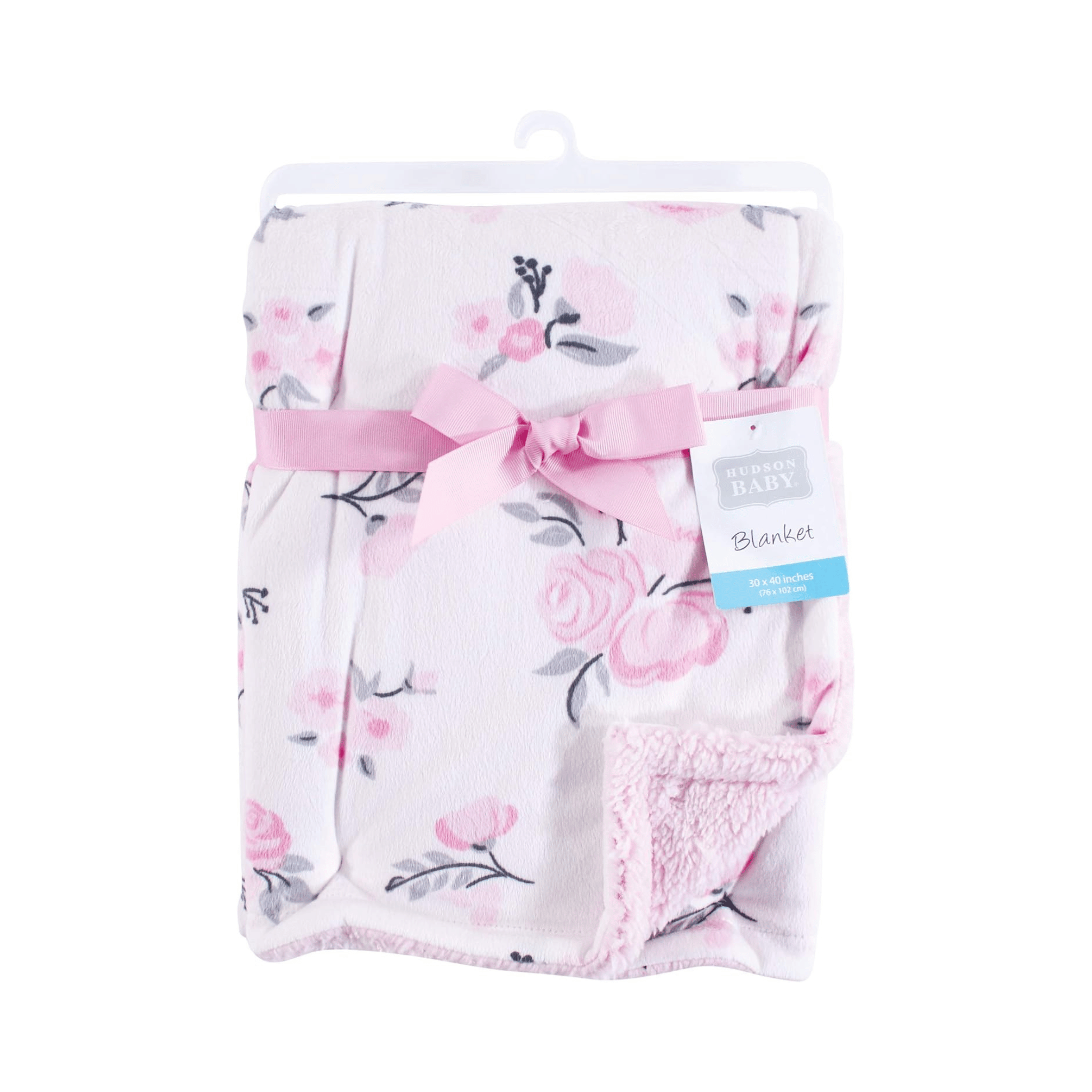 Pink floral sherpa baby blanket