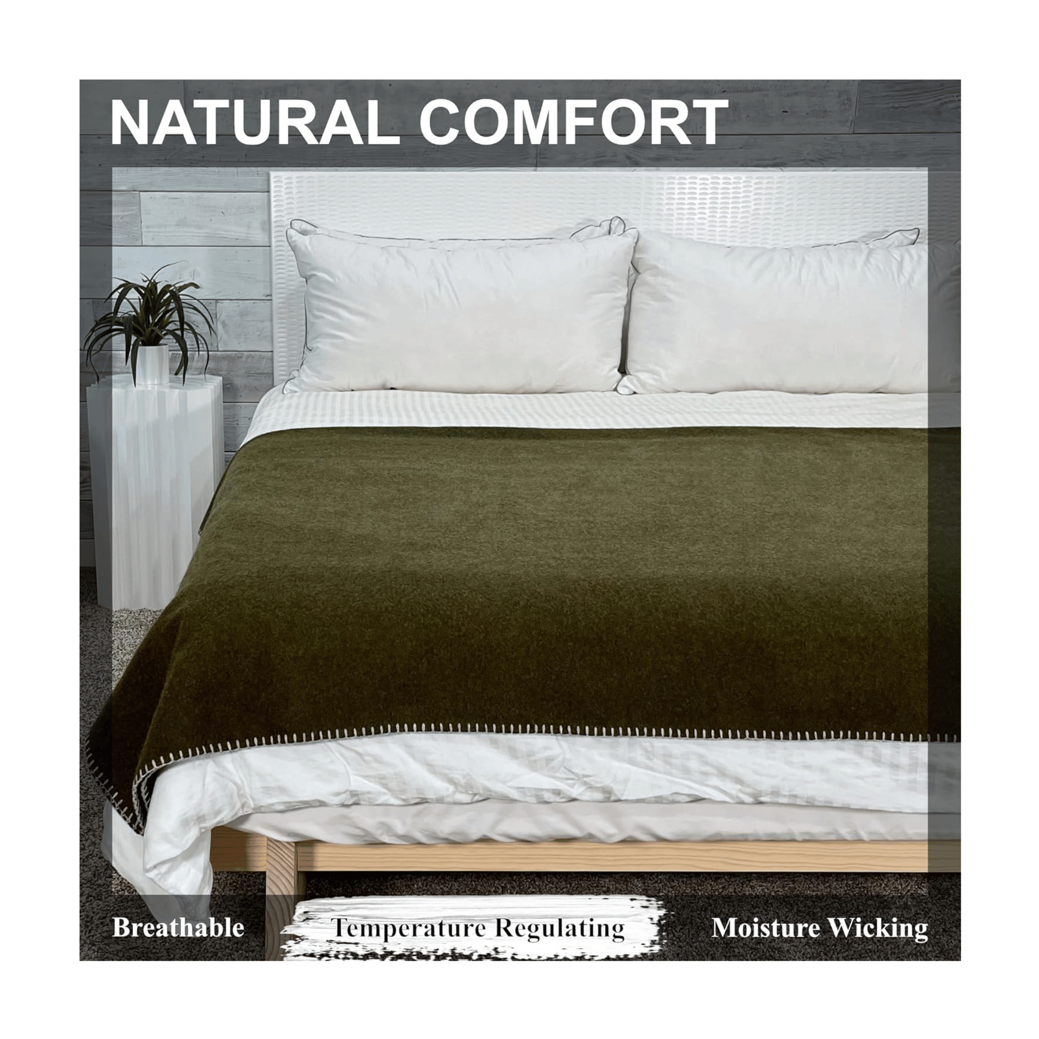 EKTOS wool blanket on bed